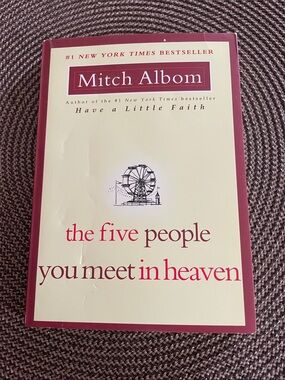 Mitch Albom "The Five People You Meet in Heaven" - Cream & Burgundy Paperback